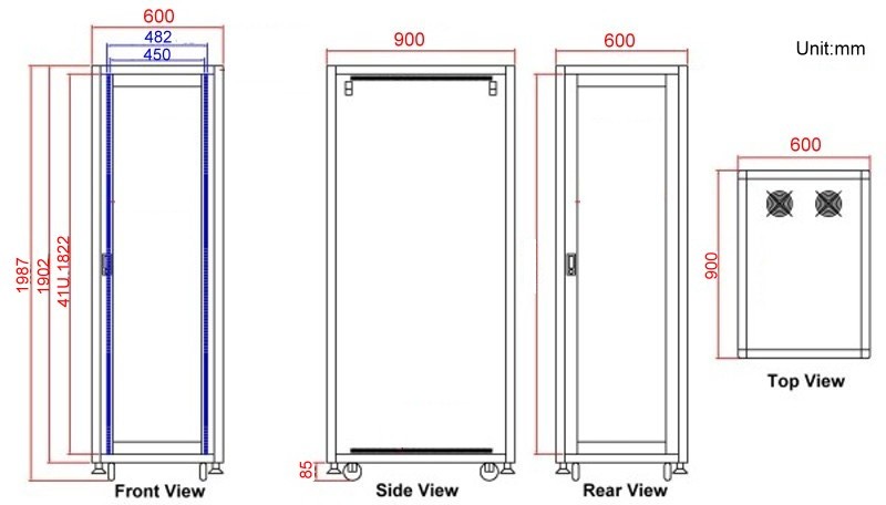 19 data rack dimensions